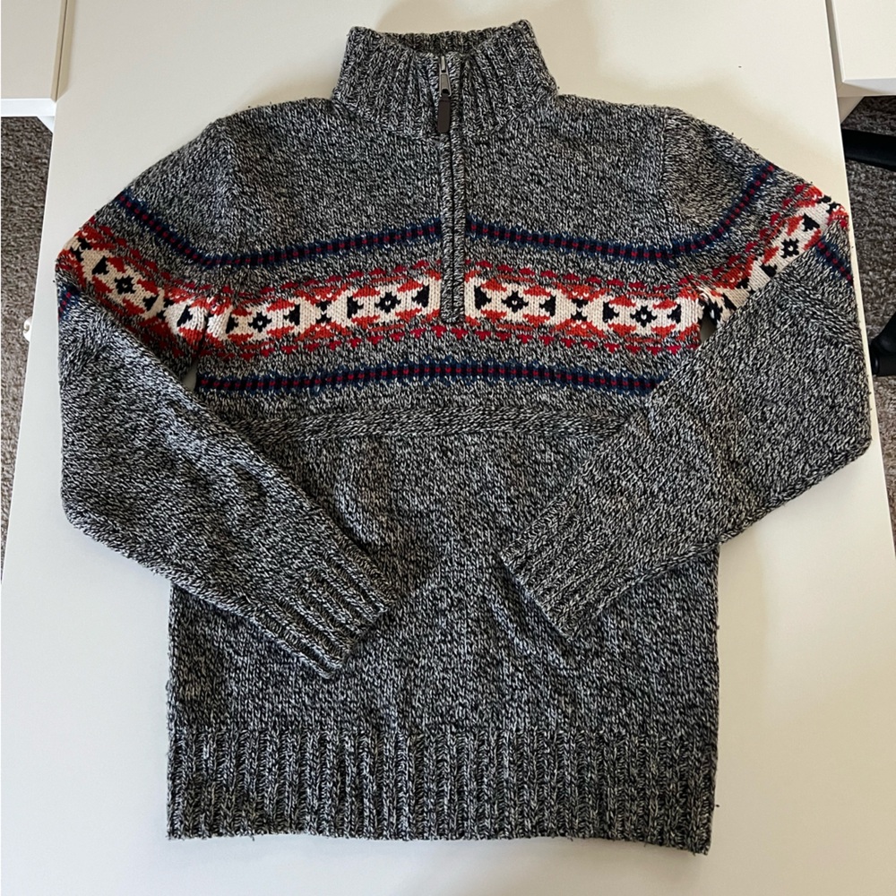 LAMBSWOOL Jack Spade Gray Patterned Men's Sweater